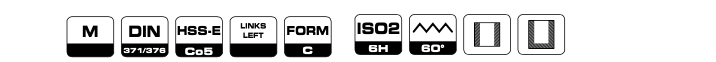 Метчики М3-М24 левые HSSE серия 4159 Bohrcraft