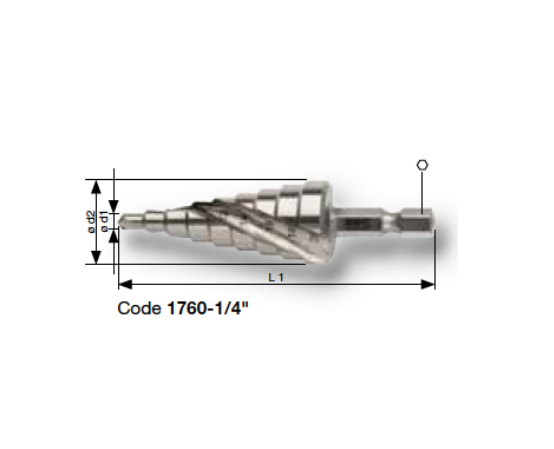 Сверла ∅ 4 - 40 HSS ступенчатые с 6-ти гр хвостов 1760-1/4 Bohrcraft