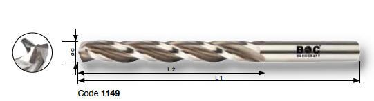 Сверла ∅ 2,0-13,0 HSSE с 3-мя режущими гранями 1149 Bohrcraft