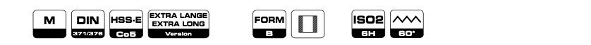 Метчики М3-М12 удлиненные HSSE серия 4161 Bohrcraft