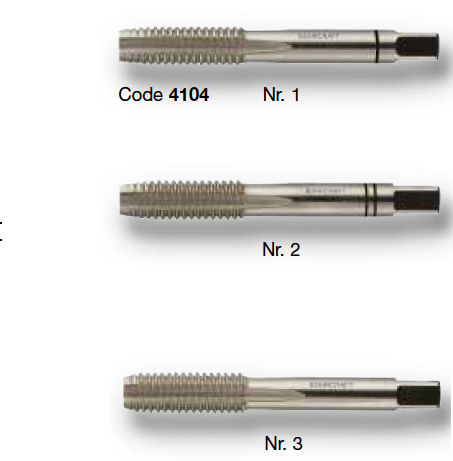 Метчики UNC №2 - 2' HSS к-т 3 шт и №1, 2, 3 серия  4104 Bohrcraft