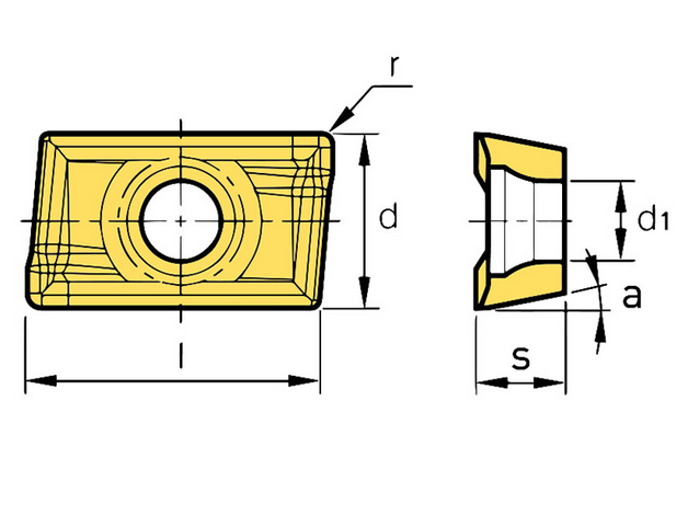 Пластина сменная тип ADLTx для концевой корпусной фрезы