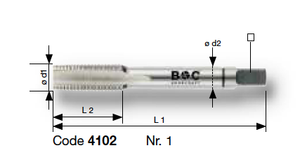 Метчики G1/8'-2' трубные HSS к-т 2 шт и №1, №2 серия 4102 Bohrcraft